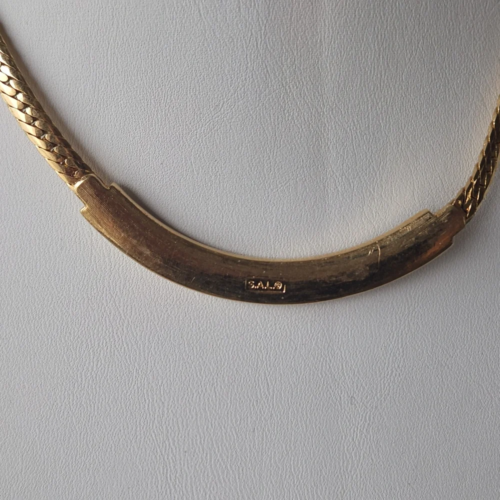 Vintage S.A.L. Gold Tone Necklace Swarovski Crystals SAL Signed